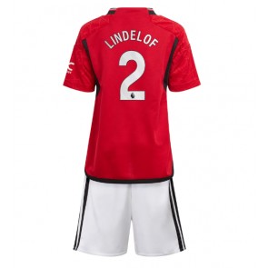 Manchester United Victor Lindelof #2 Dětské Domácí dres komplet 2023-24 Krátký Rukáv (+ trenýrky)